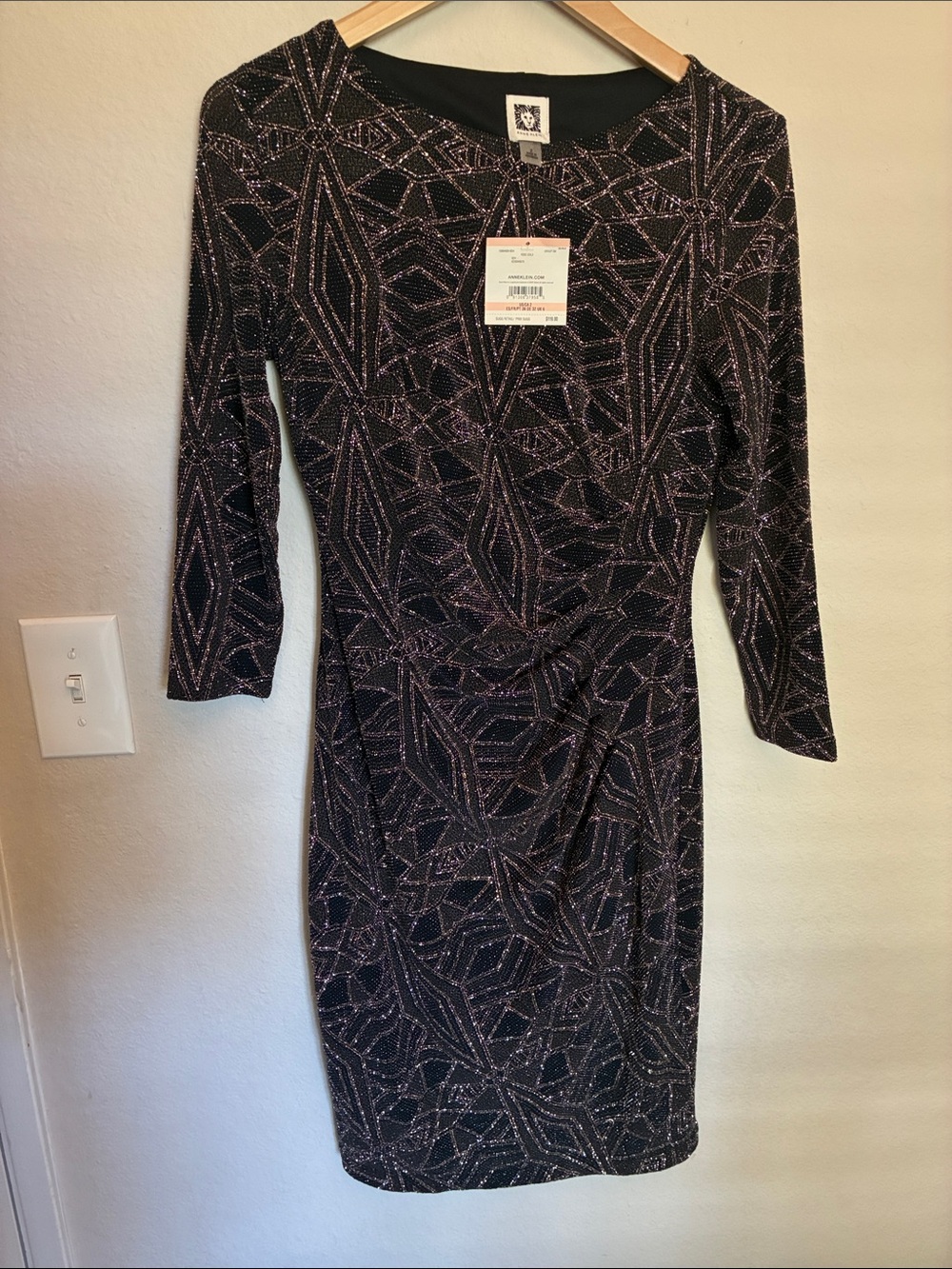 NWT Anne Klein Rose Gold Metallic Geometric Cocktail Dress - Size 2